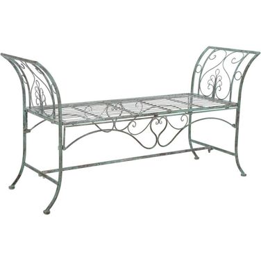 Adina Wrought Iron 51.25 Inch with Outdoor Garden Bench in Antique Green