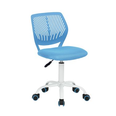 Adjustable Height Swivel Rolling Office Chair In Blue and White