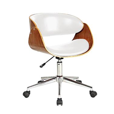 Adjustable Height Swivel Rolling Office Chair In Brown White and Silver