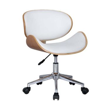 Adjustable Height Swivel Rolling Office Chair In Brown White and Silver