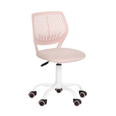 Adjustable Height Swivel Rolling Office Chair In Pink and White