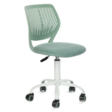 Adjustable Height Swivel Rolling Office Chair In Teal and White