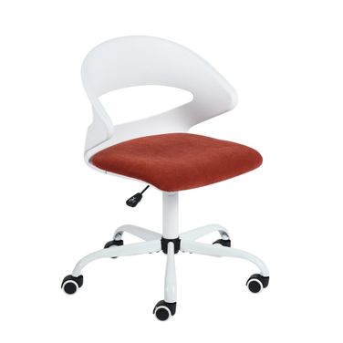 Adjustable Height Swivel Rolling Office Chair In White and Red