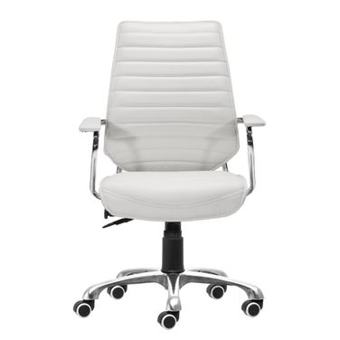 Adjustable Height Swivel Rolling Office Chair In White and Silver