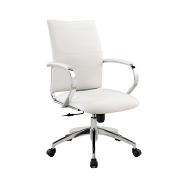 Adjustable Height Swivel Rolling Office Chair In White and Silver