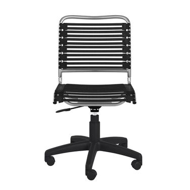Adjustable Swivel Bungee Rolling Office Chair In Silver and Black