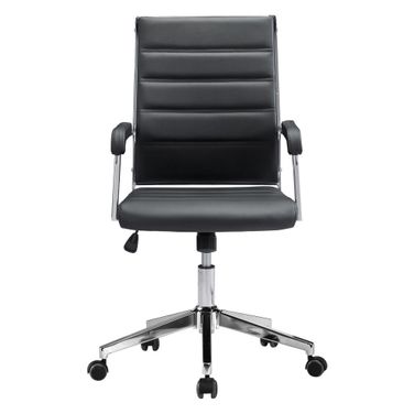 Adjustable Swivel Faux Leather Rolling Conference Office Chair In Silver and Black