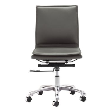 Adjustable Swivel Faux Leather Rolling Executive Office Chair In Grey and Silver