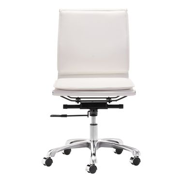Adjustable Swivel Faux Leather Rolling Executive Office Chair In White and Silver