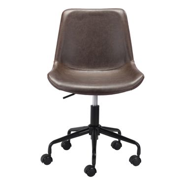 Adjustable Swivel Faux Leather Rolling Office Chair In Black and Brown