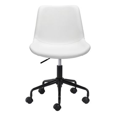 Adjustable Swivel Faux Leather Rolling Office Chair In White and Black