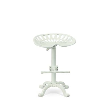 Adjustable Tractor Seat Barstool In White