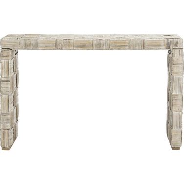 Adkin White Wash Rattan Console