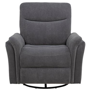 Adler Upholstered Power Swivel Glider Recliner In Charcoal Grey