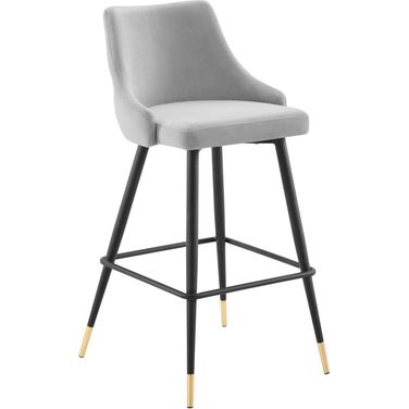 Adorn Performance Velvet Bar Stool In Light Gray