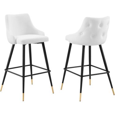 Adorn Performance Velvet Bar Stool Set of 2 In White