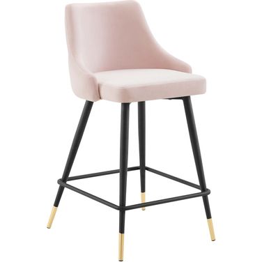 Adorn Performance Velvet Counter Stool In Pink