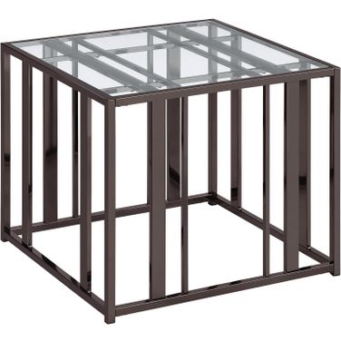 Adri Rectangular Glass Top End Table Clear and Black Nickel
