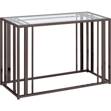 Adri Rectangular Glass Top Sofa Table Clear and Black Nickel