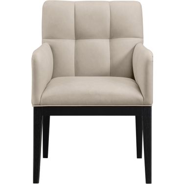Adrian Vegan Leather Dining Arm Chair Set of 2 In Black and Taupe