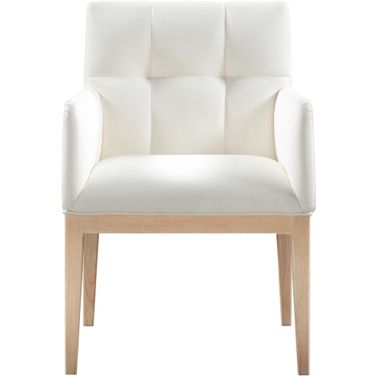 Adrian Vegan Leather Dining Arm Chair Set of 2 In Natural and Cream