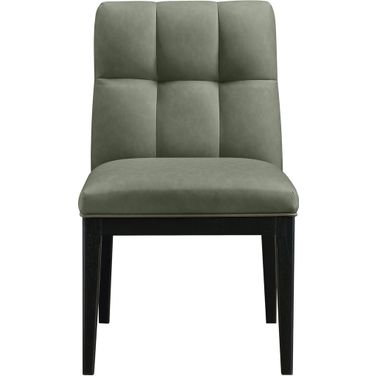 Adrian Vegan Leather Dining Side Chair Set of 2 In Black and Green