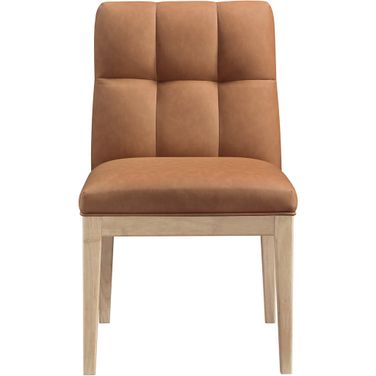 Adrian Vegan Leather Dining Side Chair Set of 2 In Cognac and Natural