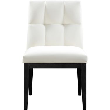 Adrian Vegan Leather Dining Side Chair Set of 2 In Cream and Black