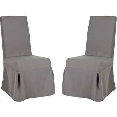 Adrianna Arctic Gray Slipcover Chair Set of 2