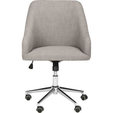 Adrienne Grey Linen Chrome Leg Swivel Office Chair