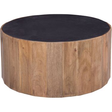 Adrienne Round Cocktail Table In Dark Brown and Natural
