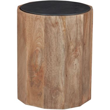 Adrienne Round End Table In Dark Brown and Natural