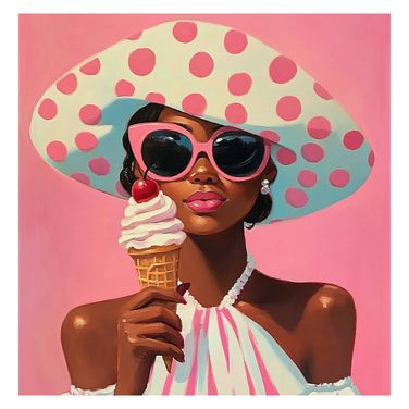 Adventurous Ice Cream on Canvas Wall Art In Pink