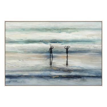 Adventurous Silhouette Beach Canvas Wall Art In Multi