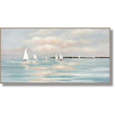 Adventurous Tranquil Regatta Horizon Canvas Wall Art In Multi