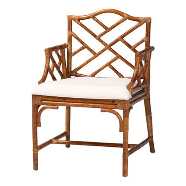 Aella Marbled Tortoise Natural Rattan Chair In White and Brown