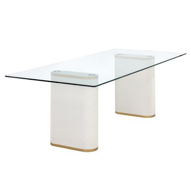 Aemond 86.5 Inch Aemond Dining Table In White and Clear