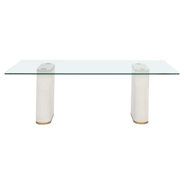 Aemond 86.5 Inch Aemond Dining Table In White and Clear