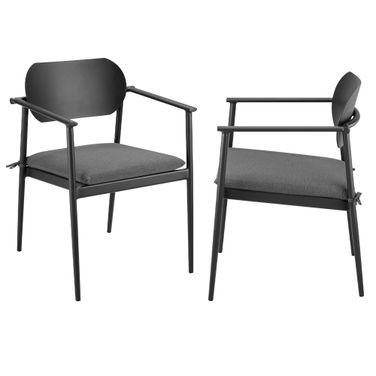 Aeris Stackable Outdoor Patio Aluminum Dining Armchair Set of 2 In Charcoal