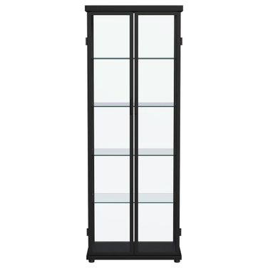 Aero 5-Shelf Display Curio Cabinet with LED Lighting In Black