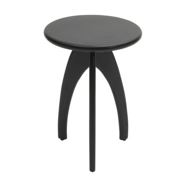 Aero Curved Space Age Round Accent End Table In Black