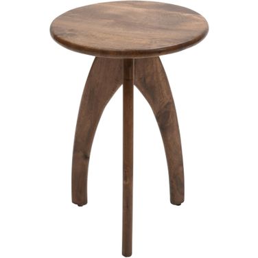 Aero Curved Space Age Round Accent End Table In Chestnut