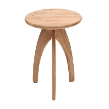 Aero Curved Space Age Round Accent End Table In Natural