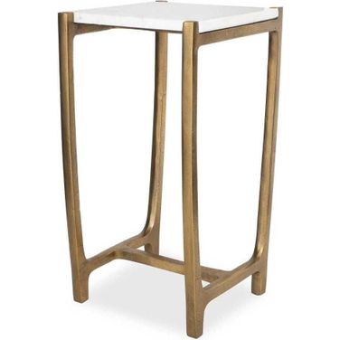 Affinity Marble Accent Table In White and Brushed Brass