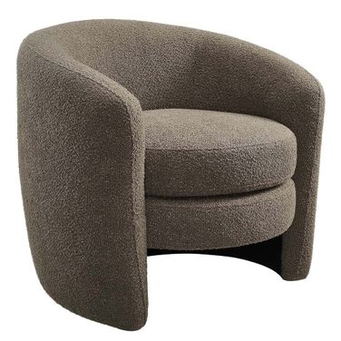 Affinity Upholstered Boucle Fabric Curved Back Arm Chair In Pebble