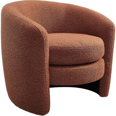 Affinity Upholstered Boucle Fabric Curved Back Arm Chair In Rust