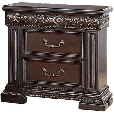 Africa 29 Inch 2 Drawer Solid Wood Nightstand In Cherry