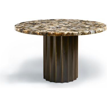 Agate Cladded Center Table In Brass and Black