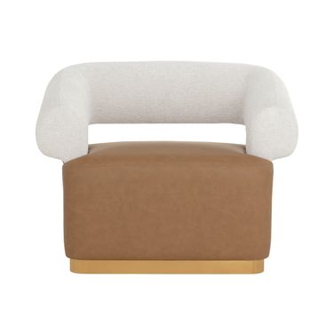 Aggie Swivel Lounge Chair In Milliken Cognac and Rhea Light Barley
