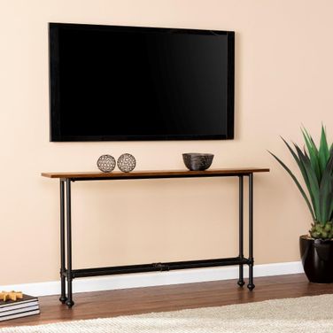 Agnew Console Table In Black With Espresso